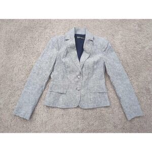7th Avenue Design Studio Blazer Womens 0 Gray Two‎ Button 53% Linen